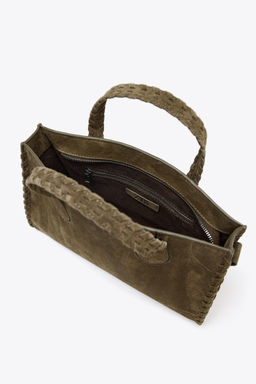 BRAIDED SPLIT SUEDE CITY BAG - Zara фото 7