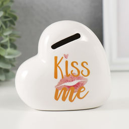 Копилка для денег Белое сердце. Kiss me, керамика, 11?5?10.5 см