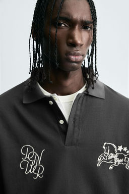 BOXY FIT EMBROIDERED POLO SHIRT