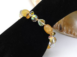 Браслет с цирконом и агатом Вены дракона цв.желтый, 17см