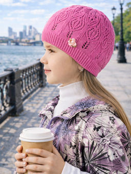Шапка вязаная детская фуксия