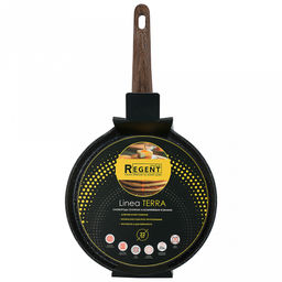 Сковорода блинная с антипригарным покрытием Terra д22см, h4,3см, s2,6мм, дно s3,1мм, кованный алюминий, бакелитовая ручка с покрытием soft-touch, имитирующим текстуру дерева, Regent (Китай) Подходит для всех видов плит, включая индукционную. - Домашняя мода фото 5