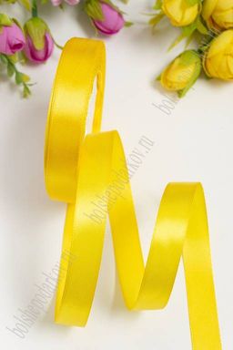 Цена за 5 шт Лента атласная 1,5 см*25 ярд (SF-1359) желтый №132