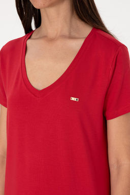 Kad_n K_rm_z_ Modal Kar___ml_ V Yaka Basic Ti__rt Sepette S_rpriz _ndirim - U.s. polo assn фото 7