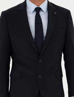 Классическая куртка приталенного кроя из смесовой шерсти темно-синего цвета - Cacharel фото 6