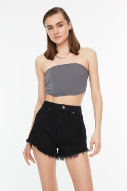 TRENDYOLMILLA Siyah Pacas? Puskul Detayl? Yuksek Bel Denim Sort TWOSS22SR0563  фото 2