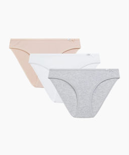 ATLANTIC 3CLP-001 Трусы бикини Bikini - набор 3 шт. светло-бежевый + белый + светло-серый меланж