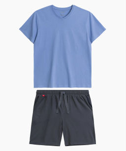 ATLANTIC NMP-379E Пижама мужская Solid голубой + графитовый  фото 2