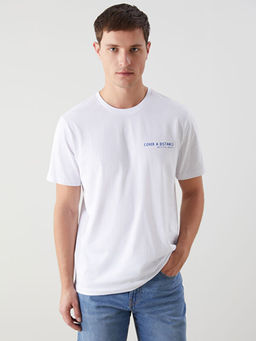 Bisiklet Yaka K?sa Kollu Bask?l? Penye Erkek Ti??rt