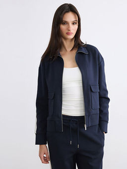 Dik Yaka Kad?n Fermuarl? Sweatshirt