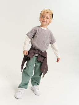 Футболка базовая Пепел с карманом - Bungly фото 5