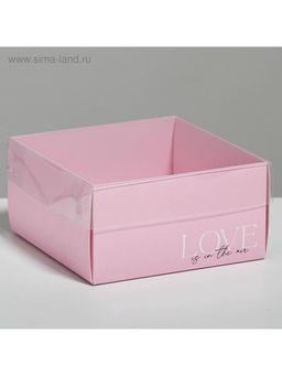 Цена за 5 шт. Коробка под бенто-торт с PVC крышкой Love, 12 х 6 х 11,5 см