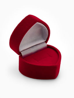 Футляр под серьги, кольцо Сердце, бархатный, 5.2?4.6 см, бордовый