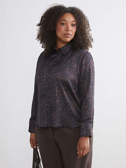 Leopar Desenli Oversize Saten Kad?n G?mlek