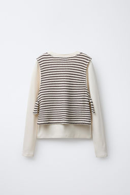STRIPED T-SHIRT WITH COMBINED WAISTCOAT - Zara фото 3