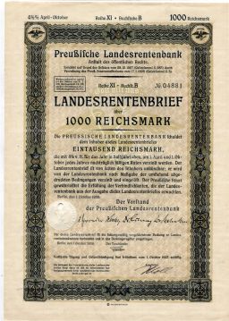 Облигация 4,5% 1000 рейхсмарок 1939 года Германия