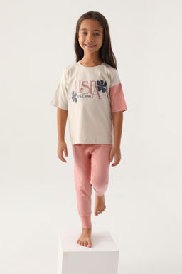 K_z _ocuk Bej Pijama Tak_m_ Sepette S_rpriz _ndirim - U.s. polo assn фото 3