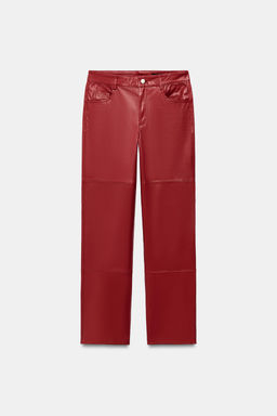 PANTAL?N PIEL 100% ZW COLLECTION LIMITED EDITION / Rojo - Zara фото 5