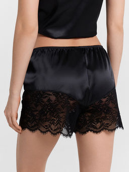 Комплект домашний женский черный с кружевом