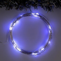 Гирлянда Нить 5 м роса, IP20, серебристая нить, 50 LED, мерцание всех светодиодов, батарейки AAх3 (нет в комплекте), свечение белое