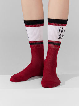 Цена за 5 пар! Носки женские высокие бордовые с надписью Ночная жрица - Mark formelle фото 4