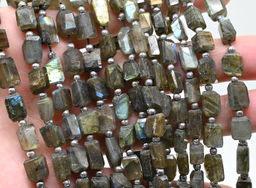 Бусины из лабрадора граненые 6*10мм, 26см, 21 бусина, 15,5г Радуга камня