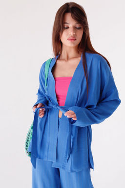 9513 Костюм из кимоно и брюк-палаццо в цвете электрик - Martichelli фото 30