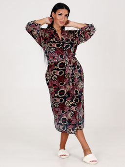 Х-1 велюр ЖЕНСКИЙ ХАЛАТ (Цветы) - А-дина фото 2