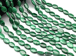Бусины из малахита т.овал 10*14мм, 40см, 29 бусин Радуга камня