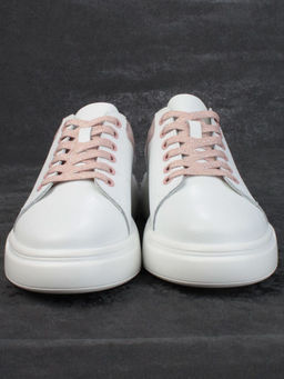 05-PDXT13-2 WHITE/PINK Кроссовки женские (натуральная кожа)