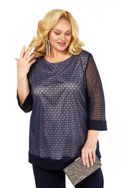 Блуза Элль стиль 2435/1а темно-синий  фото 6