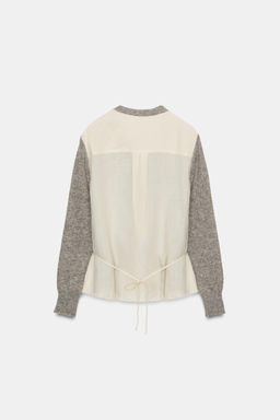 CONTRAST KNIT CARDIGAN WITH BELT - Zara фото 7