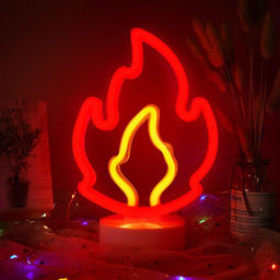 Неоновый LED ночник настольный "Fire", свечение mix (25,5*16,5 см)
