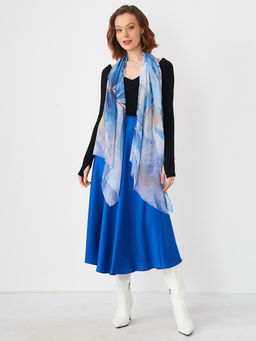 Большой, мягкий, тонкий и очень нежный двусторонний палантин с рисунком в стиле арт-деко - Tantino фото 3