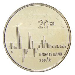 20 крон 2016 года Норвегия  200 лет Норвежскому банку