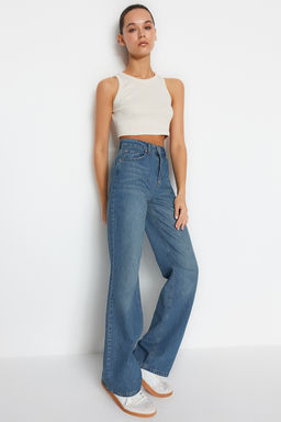 TRENDYOLMILLA Mavi More Sustainable Yuksek Bel Wide Leg Jeans TWOSS24JE00020  фото 3