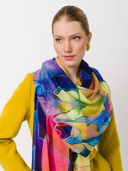 Большой мягкий очень нежный двусторонний палантин в стиле арт-деко