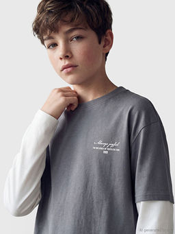 Bisiklet Yaka ??ten Uzun Kollu Erkek ?ocuk Ti??rt