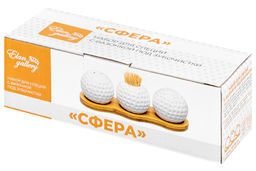 Вазочка под зубочистки + набор для специй 2 пр. 19,5*7*6 см 75 мл Сфера на деревянной подставке - Elan gallery фото 11