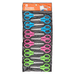 Ножницы канцелярские 12,8см, с линейкой, пластмассовые ручки, цвета в ассортименте: голубой/фуксия/салатовый (Китай) мин.заказ 12шт - Домашняя мода фото 2