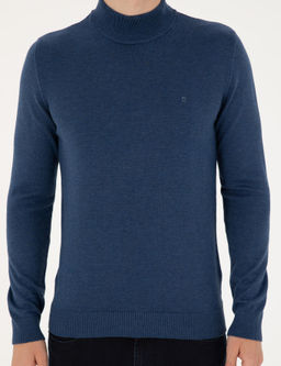 _ndigo Melanj Slim Fit Yar_m Bal_k__ Yaka Basic Triko Kazak - Pierre cardin фото 6