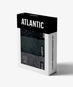 ATLANTIC 3MP-101/06 Трусы классика Print 1 - набор 3 шт. черный + темный хаки + хаки  фото 7