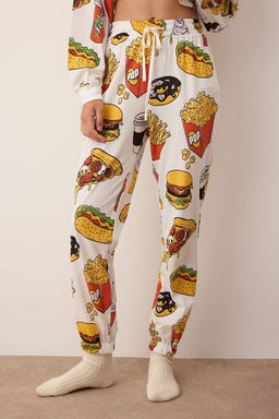 Trendyolmilla Kiremit Slogan Nak?sl? Desenli Sweatshirt-Jogger Orme Pijama Tak?m? THMAW23PT00064  фото 3