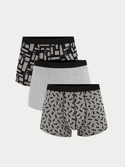 Standart Kal?p Desenli Erkek Boxer 3l?