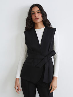 Kruvaze Yaka Beli Ku?akl? Kad?n Klasik Yelek