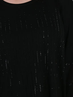 Длинная трикотажная блузка со стразами праздничная - Almond фото 3