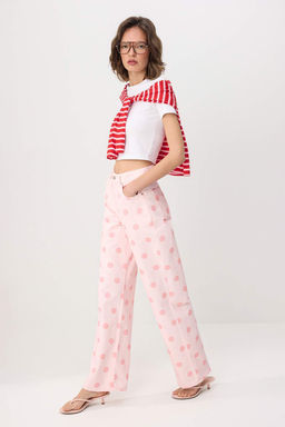 Pembe Puantiyeli Y_ksek Bel Wide Leg Jeans TWOSS26JE00341 - Trendyolmilla фото 3