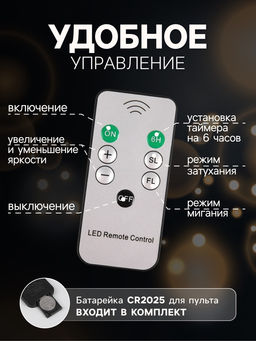 Светодиодные свечи на прищепках 10 см, 10 штук, от батареек ААх1, пульт ДУ, свечение тёплое белое