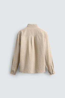 CAMISA REGULAR FIT LINO - ALGOD?N / Beige claro - Zara фото 8