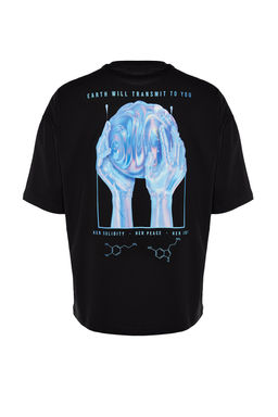 TRENDYOL MAN Siyah Oversize Bisiklet Yaka K?sa Kol T-Shirt TMNSS23TS00236 - Trendyolmilla фото 8